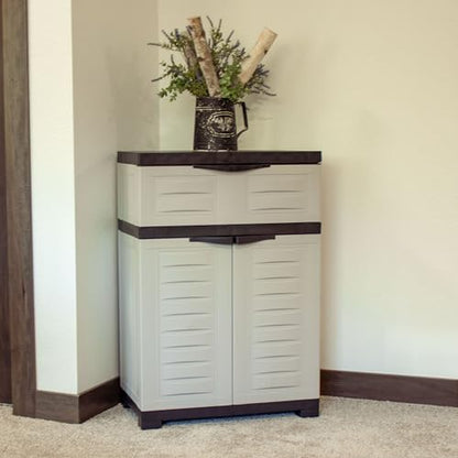 Sunnydaze 34.5" Garage Storage Cabinet with Adjustable Shelf, Gray - color: Grey, style: With Drawer - 34.5" H