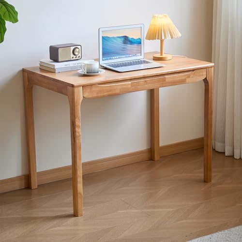 40"x24" Solid Wood Desk with Drawers,Wood Writing Desk for Small Spaces, Home Office Desks for Work, Gaming Study PC Desk for Bedroom, Student Computer Desks(Natural Wood Color, 40 inch) - color: Natural Wood Color, size: 40 inch