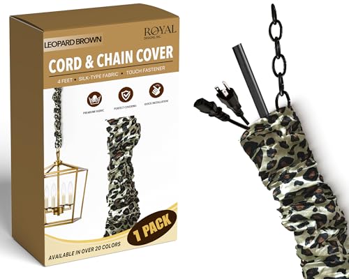 Royal Designs, Inc. Cord & Chain Cover 4 ft Silk Type Fabric, Chandelier Pendant Lighting Chain & Cable Management, Touch Fastener, Leopard Brown - 1 Pack - color: Leopard Brown, size: 1 Pack