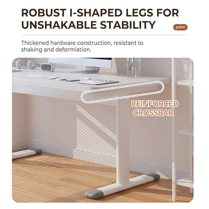 Crank Adjustable Standing Desk, Manual Height Adjustable Desk 75-95cm, Sit Stand Computer Desk with Reinforced Crossbar, Stable Carbon Steel Frame for Home Office, Student Study, Laptop, Writing - size: White (31.5 x 23.62 inch)