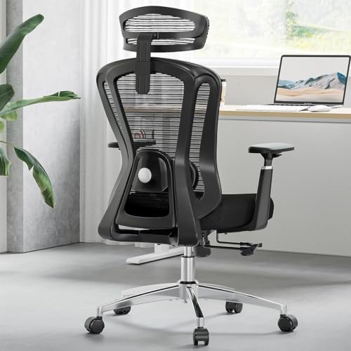 Farini Office Chair Ergonomic Desk Chair, High Back Computer Chair with Wheels, Home Sutdy Chair for Heavy People, Office Chair Adjustable Seat Depth, 3D Armrests and Adjustable Headrest, Black - color: Dark-black