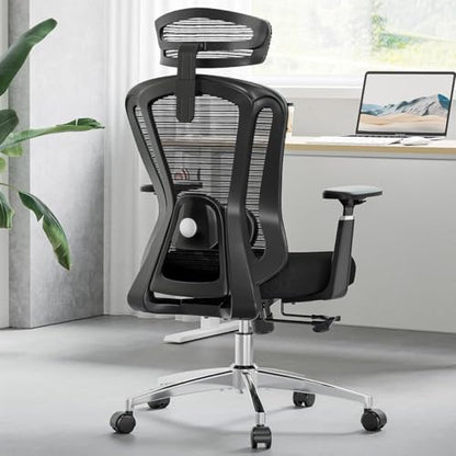 Farini Office Chair Ergonomic Desk Chair, High Back Computer Chair with Wheels, Home Sutdy Chair for Heavy People, Office Chair Adjustable Seat Depth, 3D Armrests and Adjustable Headrest, Black - color: Dark-black