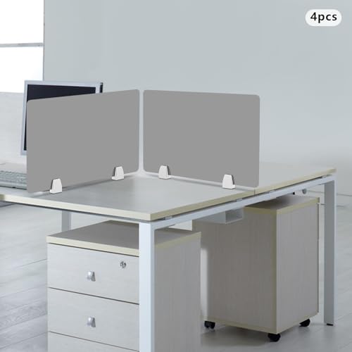 4PCS Divider Privacy Desk Panel,Table Mount Freestanding Desk Divider Acrylic Panel Holder with Clamps for Office, School- 4mm Thick,23.6"x15.8" (Grey) - color: Grey