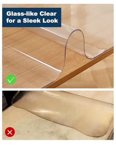Crystal Clear Plastic Table Cover Protector, 36" x 60" Desk Pad Mat - color: Clear, size: 36" x 60"