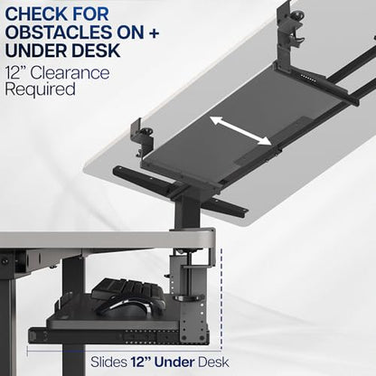 VIVO Dark Walnut Clamp-on 27 x 11 in Adjustable Keyboard Tray, MOUNT-KB05HD - color: Dark Walnut, size: 27" fixed width