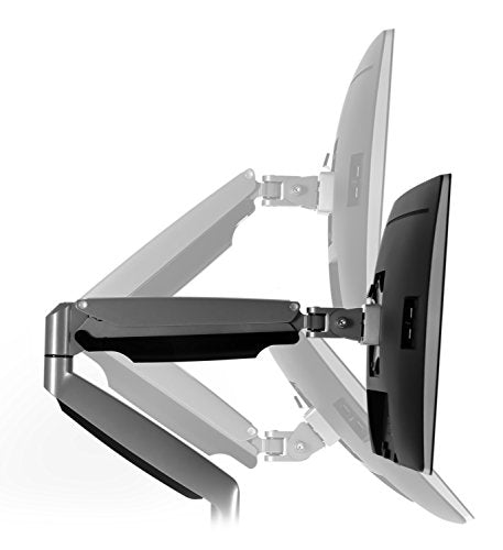 Mount-It! (MI-1772) Dual Monitor Arm Mount Desk Stand Two Articulating Gas Spring Height Adjustable Arms | Fits Up To 32" VESA 75 100 Compatible Screens | C-Clamp and Grommet Bases (Silver) - color: Silver