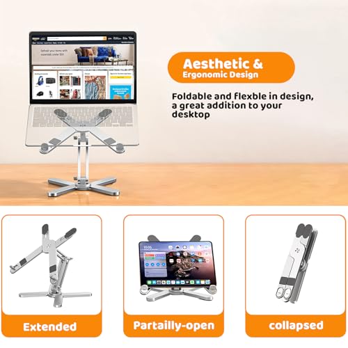 MOALLIA N86 360 Rotating Laptop Stand for Desk with Locking Knobs, Silver - color: Silver