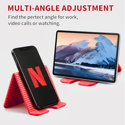 Silicone Phone Stand - Foldable Aluminum Phone Holder, Folded into Any Shape, Portable Rollable Multi-Angle Stand, Anti-Slip Desktop Stand for All Mobile Phones Tablet Laptop (Hot Pink) - color: Hot Pink