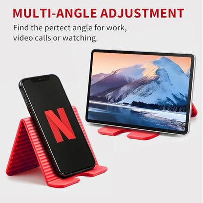 Silicone Phone Stand - Foldable Aluminum Phone Holder, Folded into Any Shape, Portable Rollable Multi-Angle Stand, Anti-Slip Desktop Stand for All Mobile Phones Tablet Laptop (Hot Pink) - color: Hot Pink