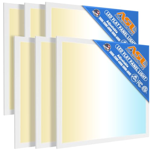 Allsmartlife 2x2 LED Flat Panel Light 6-Pack, 0-10V Dimmable, 5CCT 3000K-3500K-4500K-5000K-6000K, MAX 60W/7200 Lumens, Back-Lit 2x2FT LED Panel Drop Ceiling Light Fixtures, 100-277V 50/60Hz - size: 6-Pack