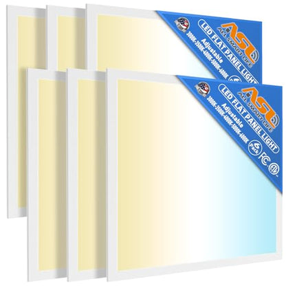 Allsmartlife 2x2 LED Flat Panel Light 6-Pack, 0-10V Dimmable, 5CCT 3000K-3500K-4500K-5000K-6000K, MAX 60W/7200 Lumens, Back-Lit 2x2FT LED Panel Drop Ceiling Light Fixtures, 100-277V 50/60Hz - size: 6-Pack