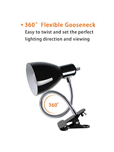 LALISU Desk lamp Eye-Caring Table Lamps, 360°Rotation Gooseneck Clip Lamp - color: Black