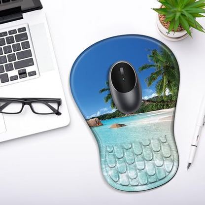 YIWEI Ergonomic Mouse Pad with Wrist Rest for Carpal Tunnel Pain Relief - color: Beach