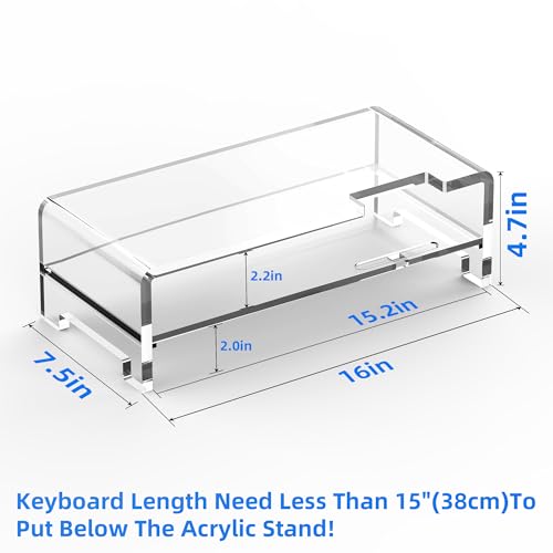 Acrylic Monitor Stand Riser Clear Laptop Stand 2-Tier L16 xW7.5 xH4.7 - size: 16''-2Tier