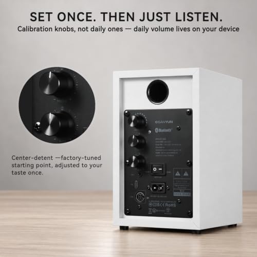 Sanyun SW203 3" 2-Way Active Bookshelf Speakers for Desktop Computer PC - color: White