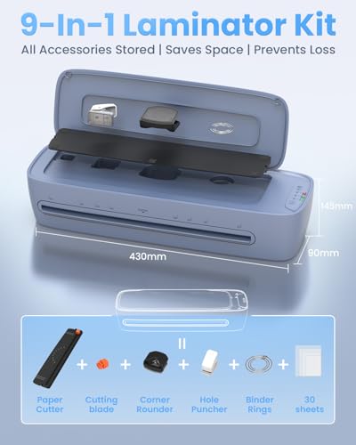 Qfun 11x17 Laminator Machine 13 Inch with 30 Laminating Sheets for Teachers - color: Silver