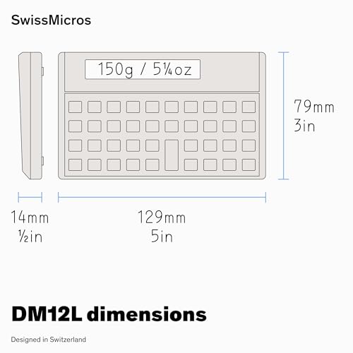 SwissMicros DM12L RPN Financial Calculator – HP 12C Software, Grade 1 Titanium Casing, Voyager Layout, & TVM Financial Solver