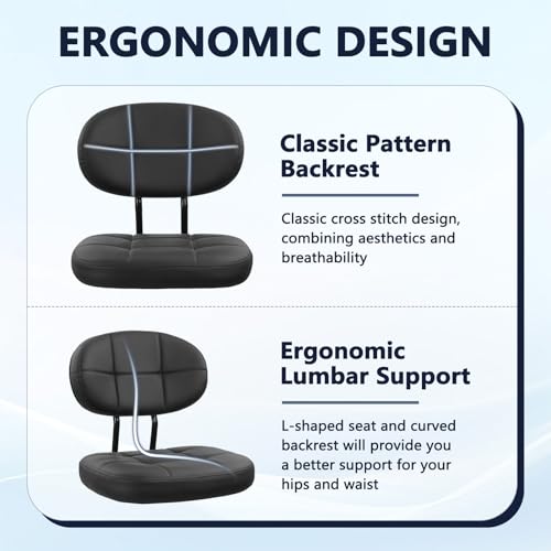 Drafting Stool with Backrest, Tall Adjustable Height Office Chair, PU Leather Swivel Rolling Stool with Footrest & Wheels for Standing Desk, Bar, Salon, Spa, Lab, Counter, Home, Black，4PK - color: Black With Backrest, size: 4PK