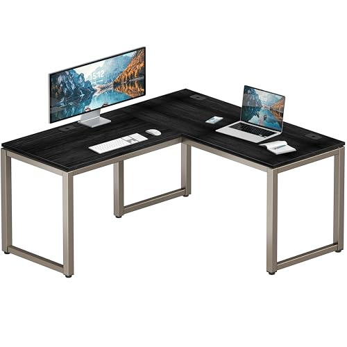 SHW 55 x 60 Commercial-Grade L-Shape Corner Office Computer Desk, Espresso | 10-Year Limited Warranty - color: Espresso