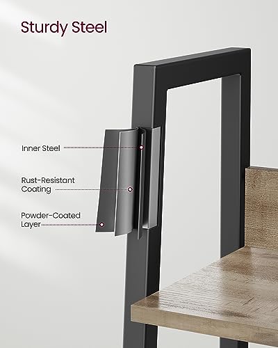 VASAGLE Bookshelf, 5-Tier Narrow Bookcase, Ladder Shelf | For Home Office, Living Room, Bedroom, Kitchen, Camel Brown and Matte Black, BARNET Collection ULLS109B50V2 - color: Camel Brown + Ink Black, size: 5 Tiers (13.3"W), style: With back panels