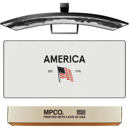 America 1776 Gaming Desk Pad, 36" x 17" Duraglyde Fabric Desk Mat | Western, Durable Surface, Non-Slip, Washable Fabric, Smooth Glide, Stable Grip, Large Keyboard and Mouse Pad for Everyday Use - color: America 1776