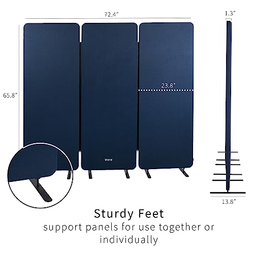 VIVO Navy Blue Freestanding 72 x 66 in Privacy Panel, PP-3-T072NB - color: Navy Blue, size: 72" wide, 66" Tall