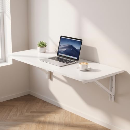Baoz Wall Mounted Folding Table 47.2''*15.7'', Heavy Duty Laundry Table for Folding Clothes, Wall Desk Fold Down for Small Spaces, Collapsible Foldable Floating Desk for Laundry Room, Office, Kitchen
