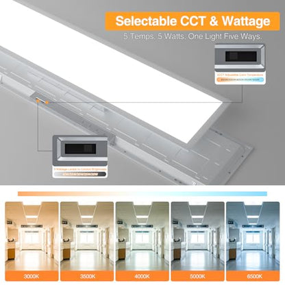 1x4 LED Flat Panel Light,Selectable 5CCT,0-10V Dimmable,5200LM,6Pack - size: 1x4FT-6pack