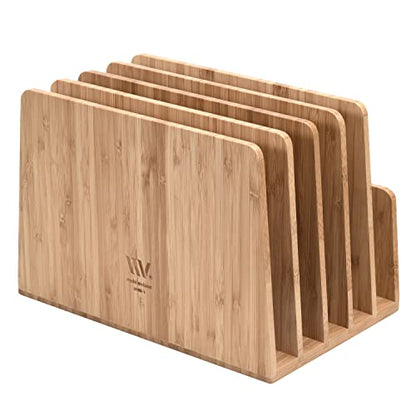 MobileVision Bamboo Multi Device Organizer for Smartphones, Tablets and Laptops, 5 Slots - color: 5 -Slot Stand