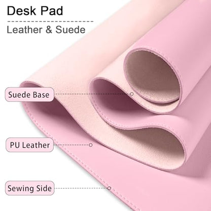 47.2" x 23.6" Large Desk Pad - Non-Slip PU Leather, Waterproof Writing Mat for Keyboard & Mouse, Fairy Tale Pink - color: Fairy Tale Pink, size: 47.2" x 23.6"