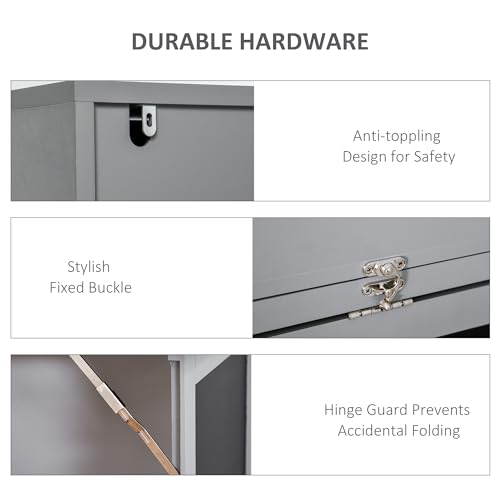 Grey Wood Wall Mounted Folding Desk with Bookshelf & Storage | Foldable Desks for Small Spaces, Pull Out Computer Desk with A Blackboard for Bedroom Apartment - color: Charcoal Grey