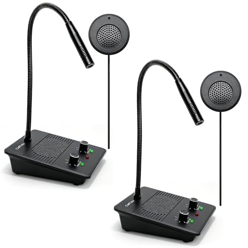CallToU Window Speaker Intercom System,Dual Way Anti-Interference Intercommunication Microphone Talk Through Glass Window,for Business,Bank,Office,Hospital,Counter,Store,Station,School and More - color: Black 2