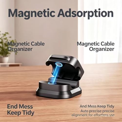 8-Pack Magnetic Cable Clips [Cable Smooth Adjustable] Cord Clips, Under Desk Cable Management, ZORKAVTOR Adhesive Cord Clip Storage Box for Home Desk Phone Car Wall Desktop Nightstand