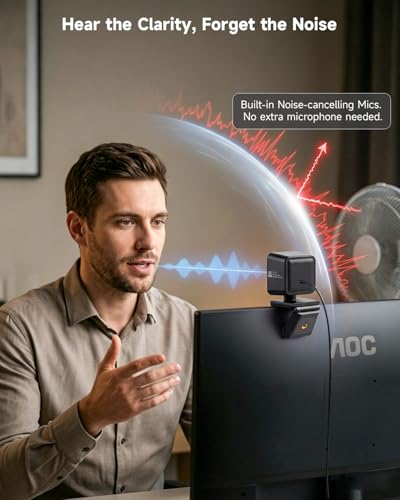 AOC 4K Webcam for PC, Sony Sensor, 1080P 60FPS Streaming Camera with PDAF
