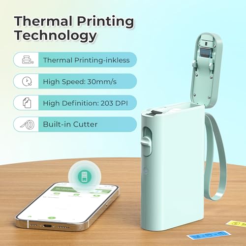 Nelko P21 Label Maker Machine with Tape, Bluetooth Label Printer, Green - color: Green