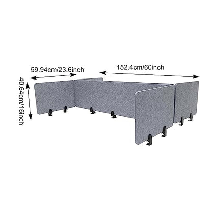 Acoustic Freestanding Privacy Partition 2PCS 47.25" x 16", 4PCS 23.6" x 16" Gray Desk Panels Noise Reducing Freestanding Desk Partitions Privacy Panels Sound Absorbing Cubicle Desk Divider