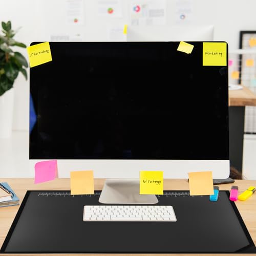 Colingmill 24 x 19 Inch Black Desk Pad with Clear Ruler Overlay