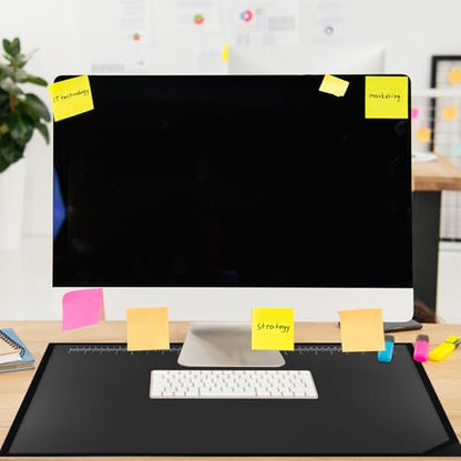 Colingmill 24 x 19 Inch Black Desk Pad with Clear Ruler Overlay