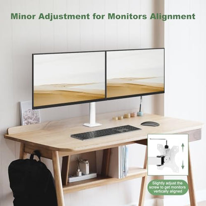 UPGRAVITY White Dual Monitor Mount Stand for Two 17"-32" Screens