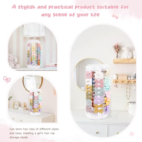 POVETIRE Bow Holder for Girls Hair Bows Hair Bow Organizer Pink Wood - color: White E