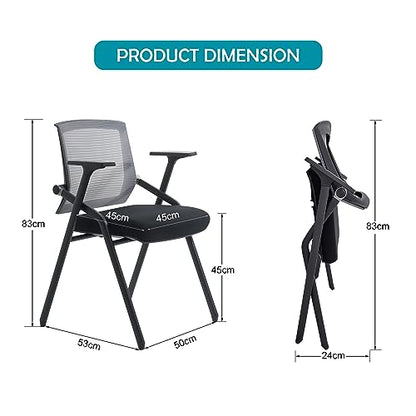 Conference Room Chairs, Folding Office Desk Chair with Lumbar Support and Sliding Armrest with Casters, Stackable Office Guest Chairs & Reception Chairs(4 Pack) - color: Grey, size: 4 Pack