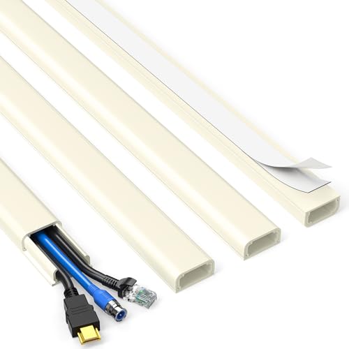 Delamu Beige Cord Hider, 56.7in Beige Cable Hider, Cord Covers for Wires on Wall, Wire Hider Wire Covers for 2-3 Cords for TV on Wall, Easier Setup Cable Cover Management, 4X L14.2 W0.94 H0.47in - color: Beige, size: 56.7in L x 0.94in W x 0.47in H