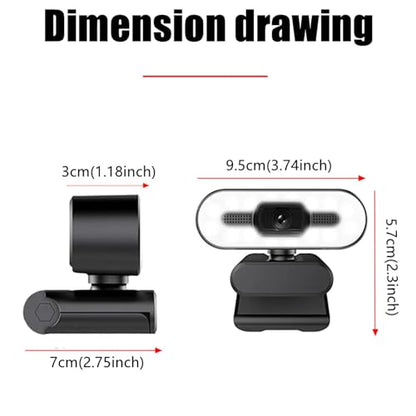 1080P HD Webcam with Microphone, Computer Web Camera Wide Angle with Adjustable Ring Light for Wins for OS X, USB Webcam for Video Streaming Conference