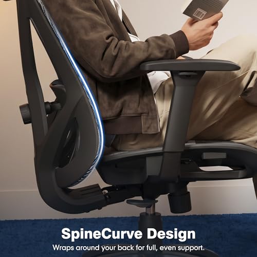 ELABEST T23 Ergonomic Mesh Office Chair, High Back Computer Desk Chair, Breathable AirMesh with Dual-Move Lumbar Support, 3D Armrests & Headrest, Tilt Lock,Big and Tall for Home Office(Graphite) - color: Graphite