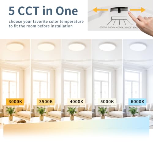 2 Pack 7.1 inch LED Flush Mount Ceiling Light, 5CCT&15W(White) | 1500Lm,0.67 Ultra Thin, Low Profile,Round Ceiling Light Fixture for Living Room,Bedroom, Kitchen, Closet, Hallway,Hallway - color: White, size: 7.1"-2pack
