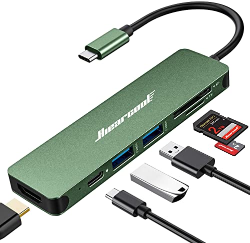 Hiearcool USB C Hub, USB-C Adapter, 7 in 1 USBC to HDMI Multi-Port Adapter Dongle Compatible for Thunderbolt 3 4 MacBook Pro Air Dell Lenovo HP Laptops and Other Type C Devices-Green - color: Green