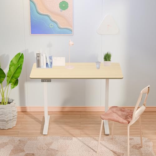 MSZ Electric Standing Desk 48x24 Inch with Memory Presets, Adjustable Height Sit to Stand Computer Desk for Home Office & Gaming, Maple - color: 1-maple