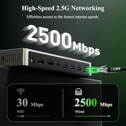 Minthouz Thunderbolt 4 Dock,12-in-1 40Gbps Thunderbolt Dock-Blazing-Fast | Triple 4K Single 8K@60Hz Display,160W Adapter, 2.5G Ethernet, 5xUSB, SD/TF 4.0, 96W Charging for M1-M3 Mac, Dell, HP, Lenovo