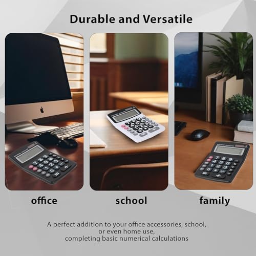 Lily's Home Jumbo 12-Digit Desktop Calculator (Black), Solar/Battery Dual Power, Large Tilted LCD Display, Big Button Design, Quiet Operation, for Office, School, Business & Home Use - color: Black