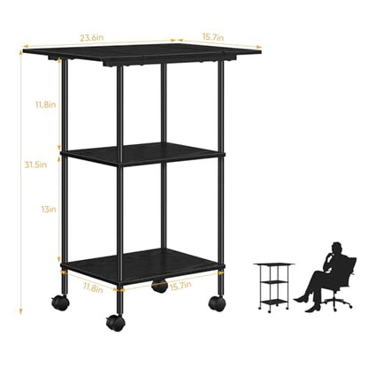 Black Large Printer Stand with Storage 3 Tier Rolling Printer Cart - color: Black